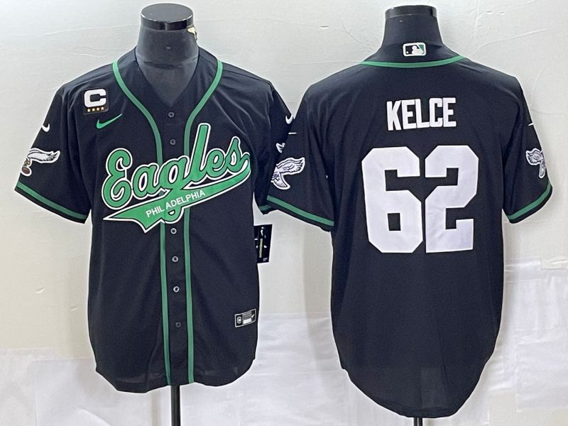 Men Philadelphia Eagles #62 Kelce Black Nike 2023 Co Branding Game NFL Jersey style 2